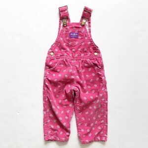 Vintage Oshkosh pink floral corduroy overalls 2T